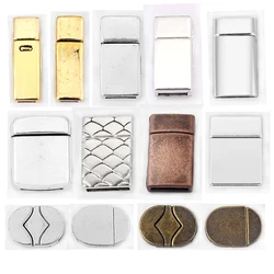 5Sets 6*2mm/10*2mm Flat Rhodium Magnetic Clasp Bracelet Findings for 6mm Flat Leather Cord DIY Bracelets Jewelry Making Material