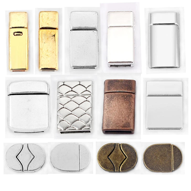 5 zestawów 6*2mm/10*2mm płaskie rodowane zapięcie magnetyczne bransoletki ustalenia dla 6mm płaski skórzany przewód DIY bransoletki tworzenia biżuterii materiał