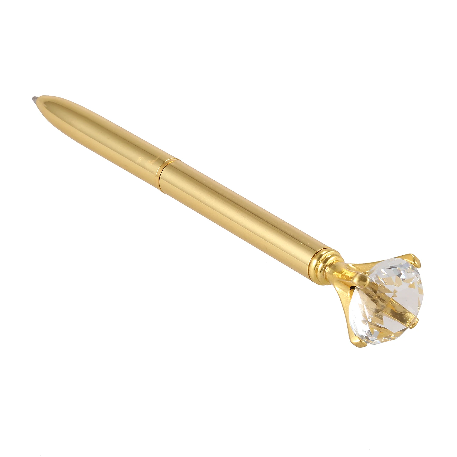 Kawaii Ballpoint Pen alloy Ball Pen With Diamond Black Refill Pen Fashion School , Gold