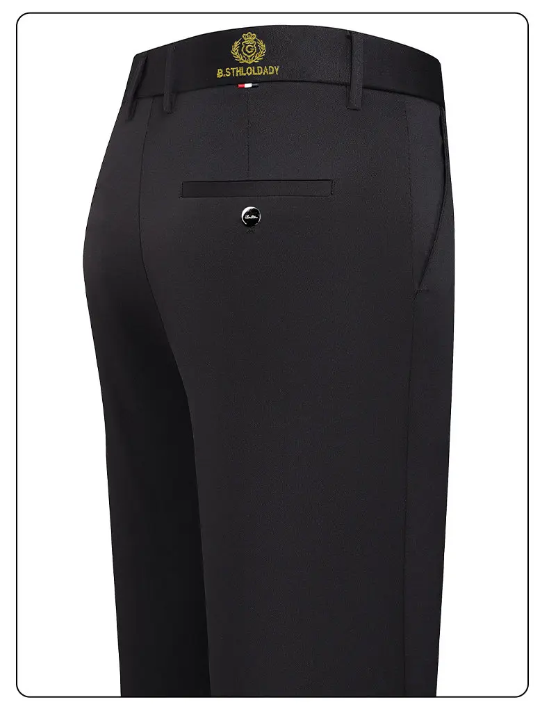 2026 Modische Herren-Stretchhose mit Flachfront, Formelle Anzughose in Schwarz und Marineblau, Büro-Arbeitshose für Business, Party und Pendeln – Detail 7