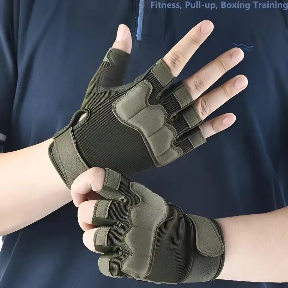 ถุงมือยุทธวิธีกลางแจ้ง, ผู้ชายและผู้หญิงครึ่งนิ้วรถจักรยานยนต์ออกกำลังกายฟิตเนสขี่จักรยานการล่าสัตว์ถุงมือฟิตเนส