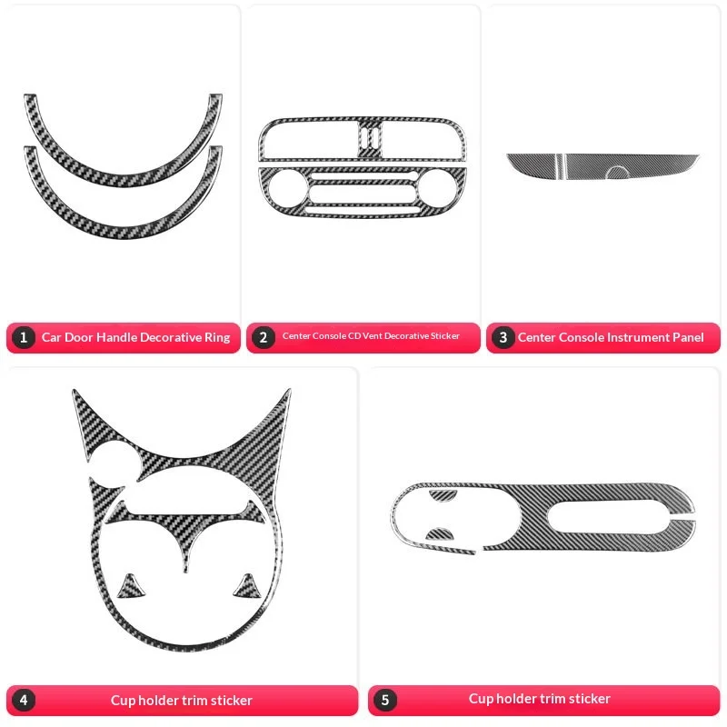 

For Fiat 500 2012-2015 Carbon Fiber Decoration Sticker for Dashboard Vent Steering Wheel Emblem