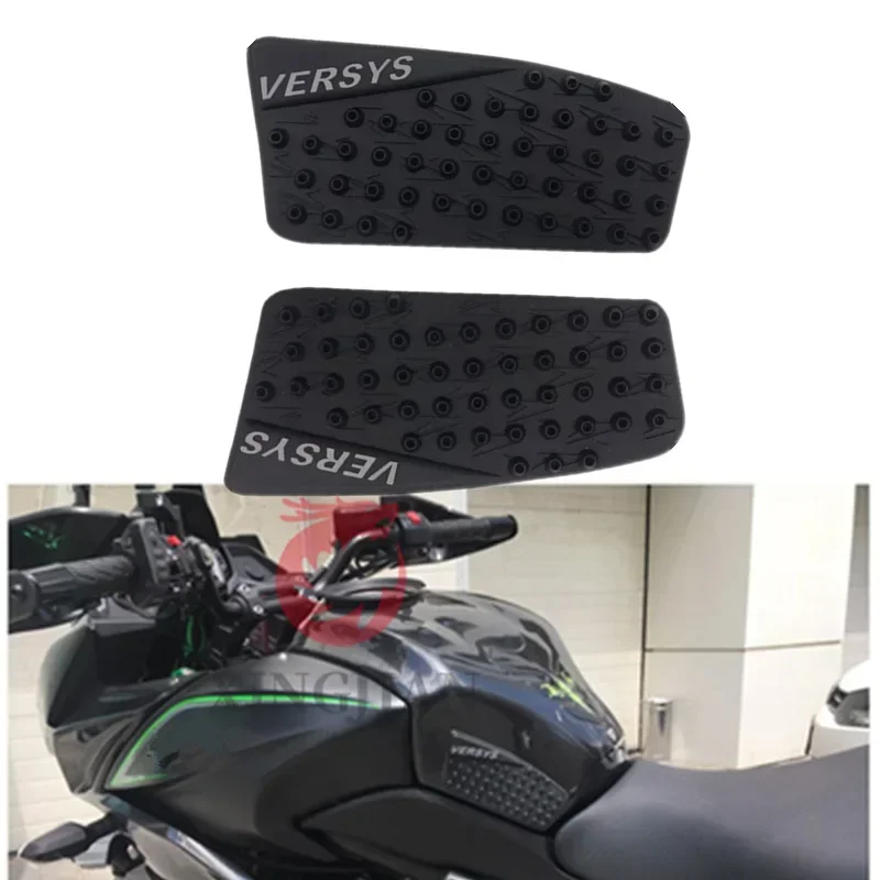 1 Pair Motorcycle Fuel Tank Pad Sticker for KAWASAKI KLE650 VERSYS650 Anti-skid and Anti-scratch Heat-insulating PVC Accessories