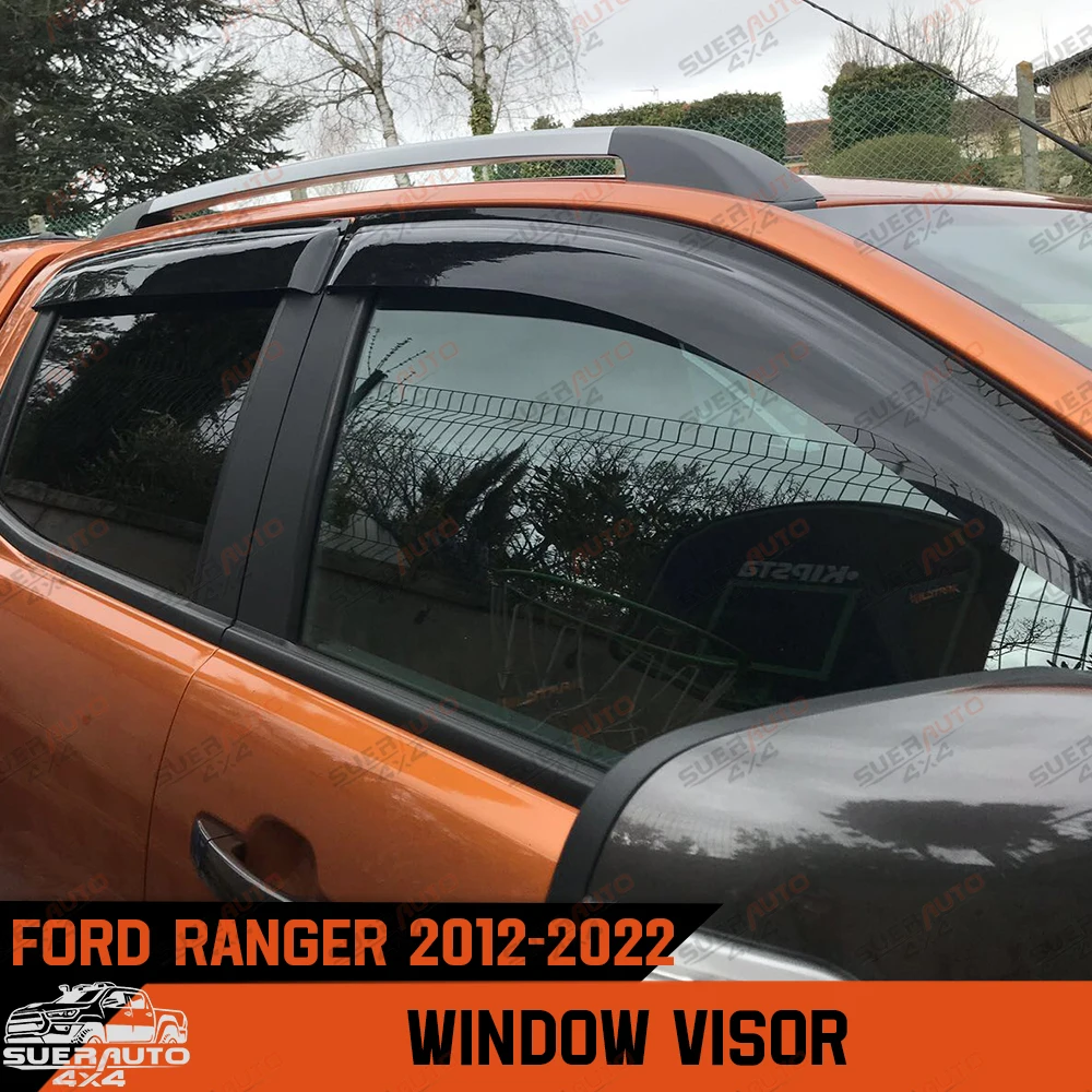 

Window Visors For Ford Ranger T7 T8 2015-2022 Wildtrak Raptor XLT XLS XL Double Cab Acrylic Window Deflectors Smoked black 4 PCS