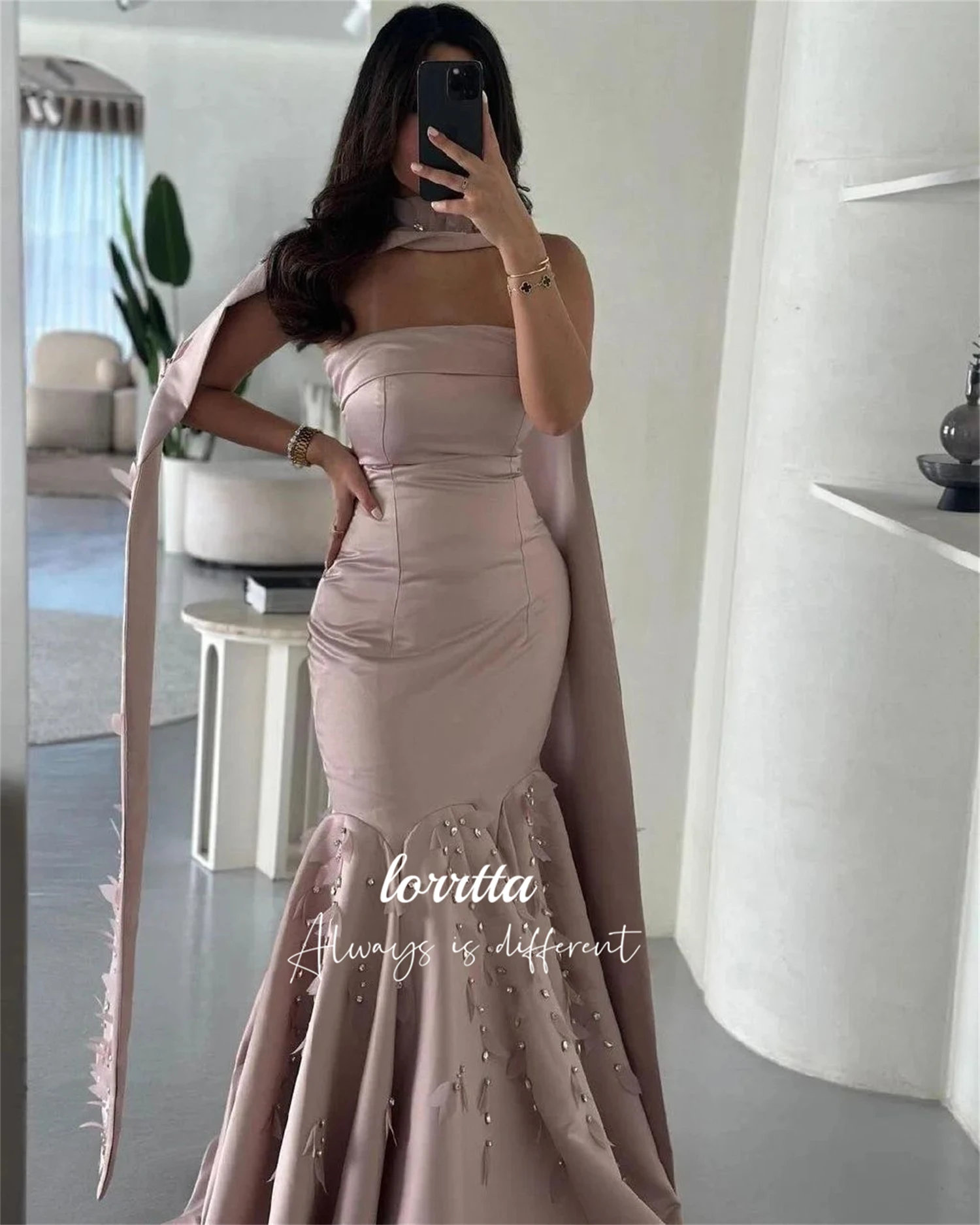 Vestido De noche De satén De sirena, decoración De flores, vestidos De cóctel personalizados, bata De noche para mujer, fiesta elegante para mujer