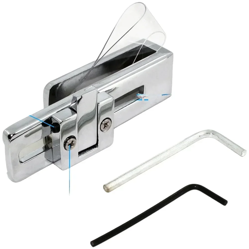 Adjustable Lock Sliding Door Latch Adjustable Locking Position Fits 8mm Glass Included Mounting Screws 2.7*1.1*0.98cm