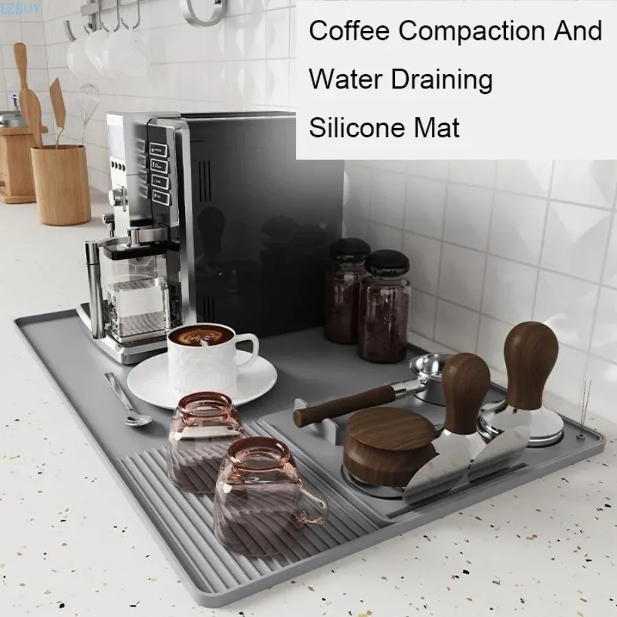 Home Coffee Machine Table Mat Anti Slip Silicone Waterproof Matdrainage Device Coffee Shop Desktop Powder Pressing Accessories