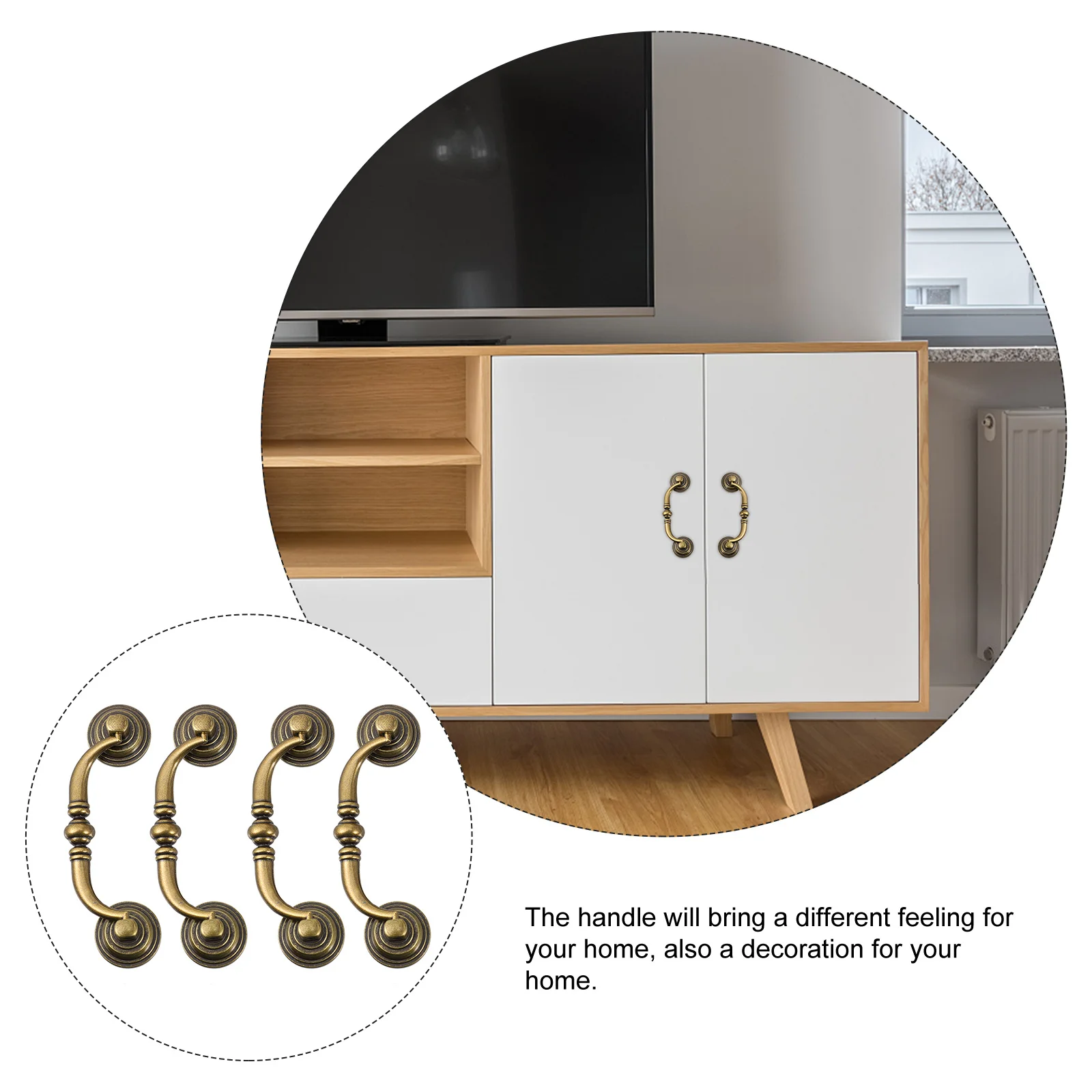 

4Pcs Drawer Pulls Zinc Alloy European Style Knobs for Cabinet Wardrobe Dresser Furniture Accessories Home Decoration