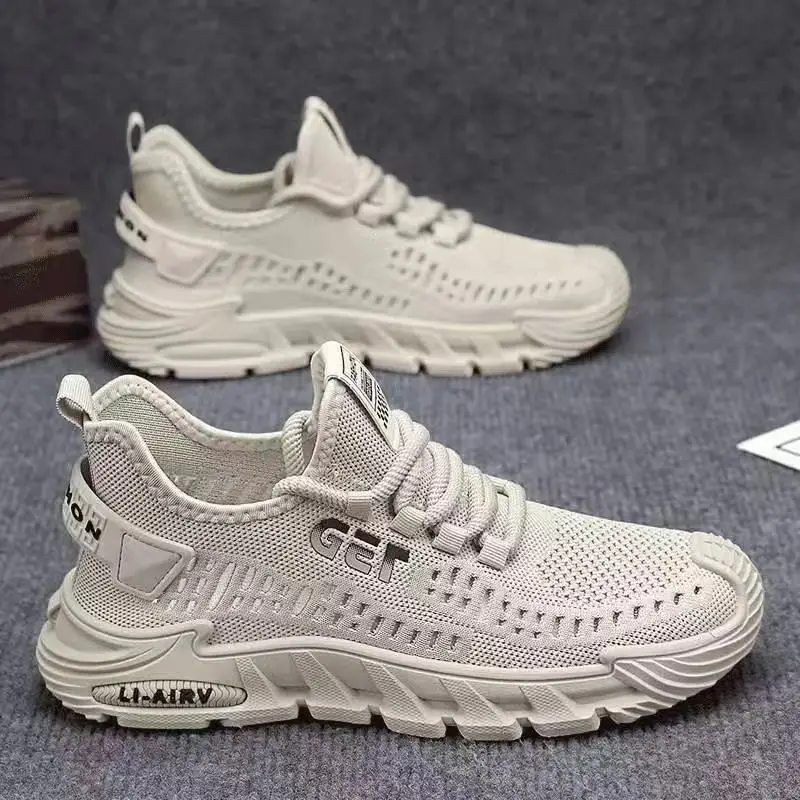 Men's Shoes Hollow Lightweight Outdoor Walking Shoe Soft Sole Non Slip Ventilate Casual Shoes Lace Up High Quality Men Sneakers