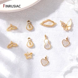 14K Gold Plated Brass Inlaid Zircon Shell Violin/Key/Tail/Butterfly Charms For DIY Jewelry Making Supplies Necklace Accessories