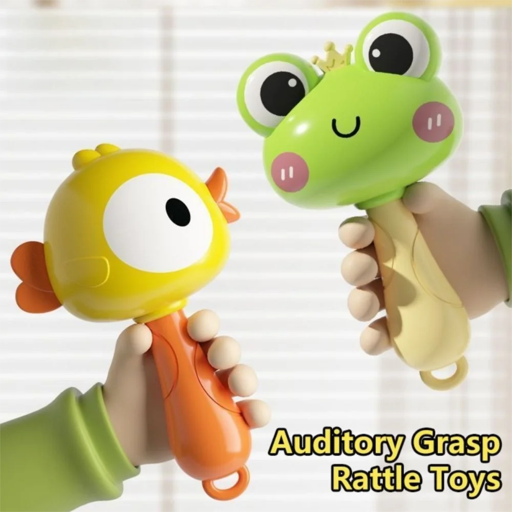 New Plastic Baby Rattle Toys Cartoon with Crisp Sound Handbell Toys Bright Appearance Newborn Rattle Educational Toy