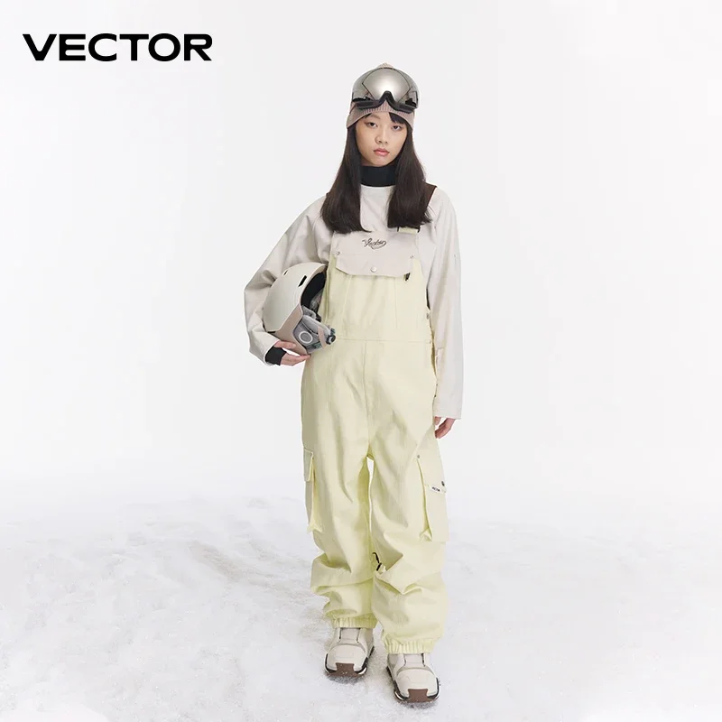 VECTOR Thickened Men's and Women's Denim Strap Pants Wind proof Warm keeping Wear resistant Snowboarding Outdoor Sports