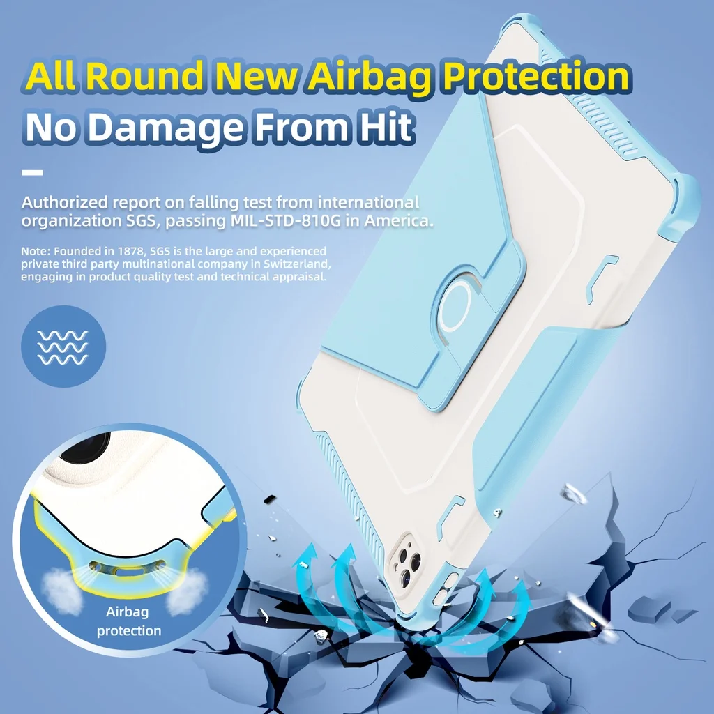 Case for IPad 11th Gen A16 2025 11inch 10th Gen 10.9 Air 7 6 5 4 2 1 10.2 9th 8 7th Mini 6 7 Rotation Armor Hybrid Rubber Case
