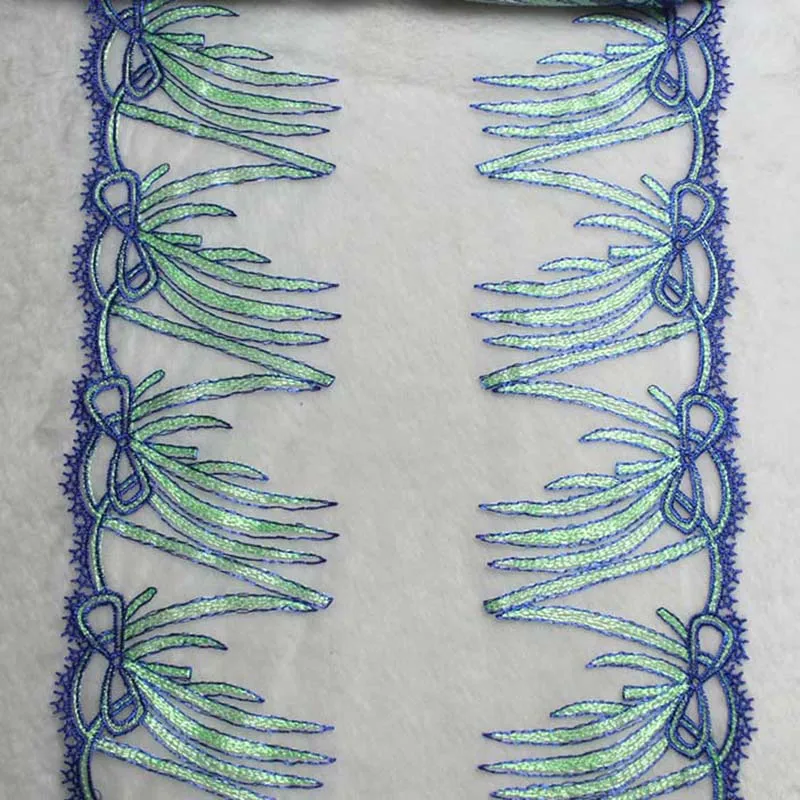 20Yards Bilateral Blue Green Embroidery Lace Trim Clothing Accessories Dress Sleeve Sewing Bra Lingerie Garment