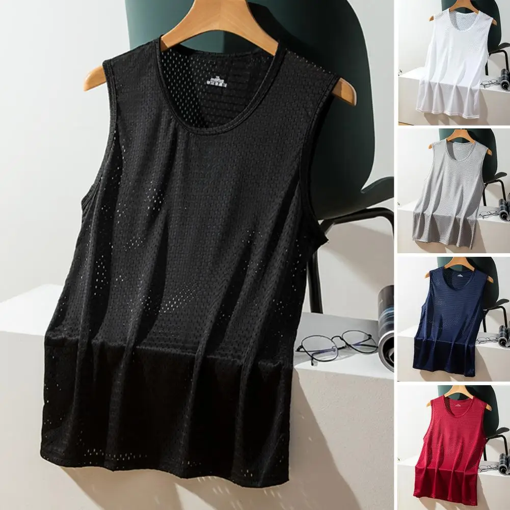 Cool Sport Tank Top Sweat Absorption Round Neck Quick Dry Loose Men Sport Vest  Men Sport Vest Exercise