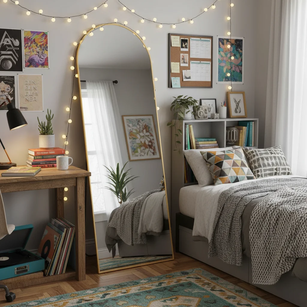 

59"x16" Arched Full Length Mirror, Elegant Standing Mirror for Dorm College Room or Home Daily Use