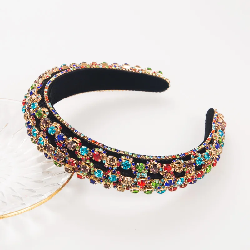 Luxury Hand Sewn Baroque Headbands Full Crystal Rhinestones Sponge Padded Hairbands Exquisite Wedding Brided Headpiece