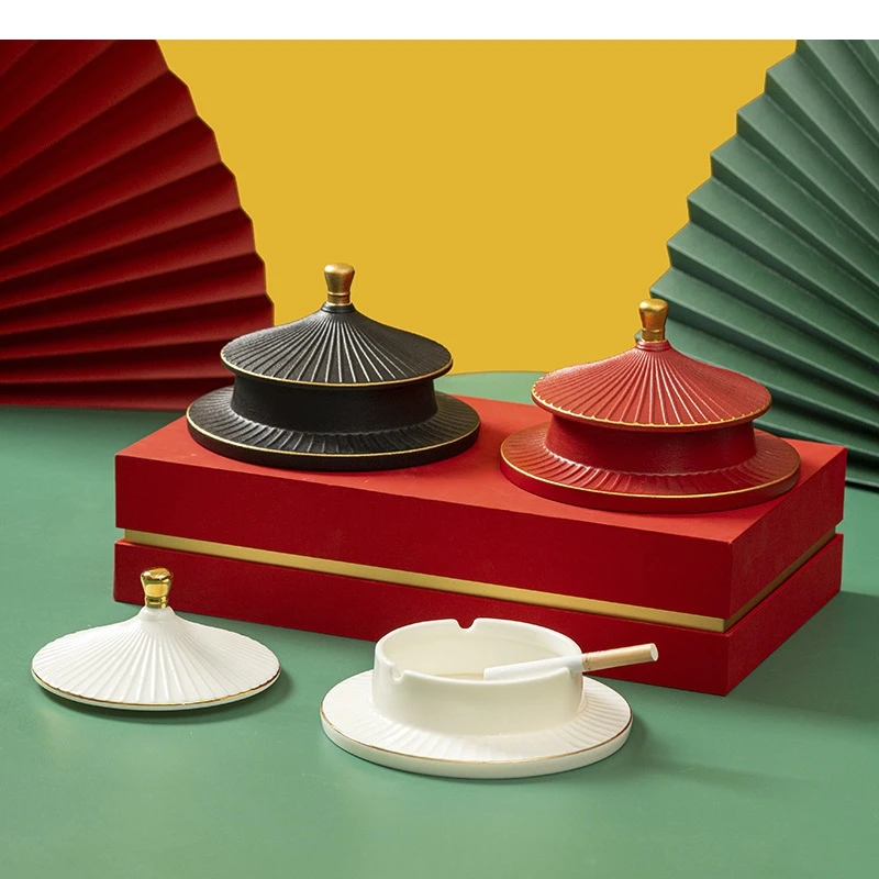Chinese Ancient Official Hat Shaped Ashtray Anti Fly Ash Living Room Ceramic Cigar Decoration Smoking Tools
