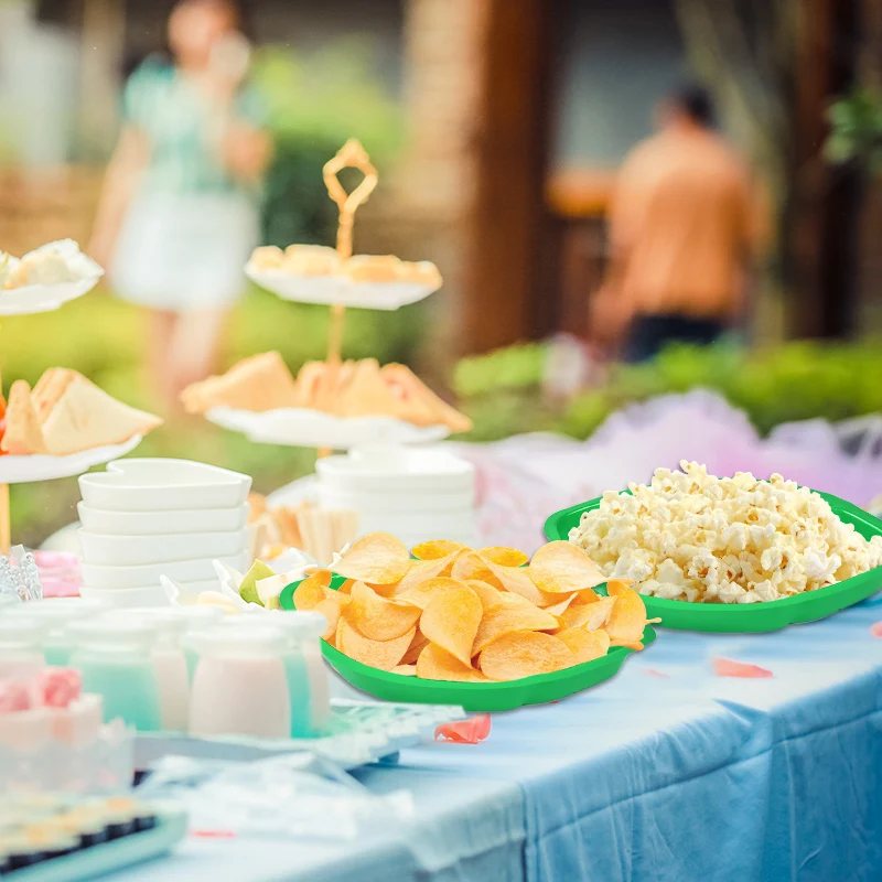 2/4/6 stücke grüne Palm blatt platte Popcorn Süßigkeiten Kekse Essen Tablett Platte für Hawaii Sommer Luau Geburtstag Hochzeits feier Dekorationen – Detail 16
