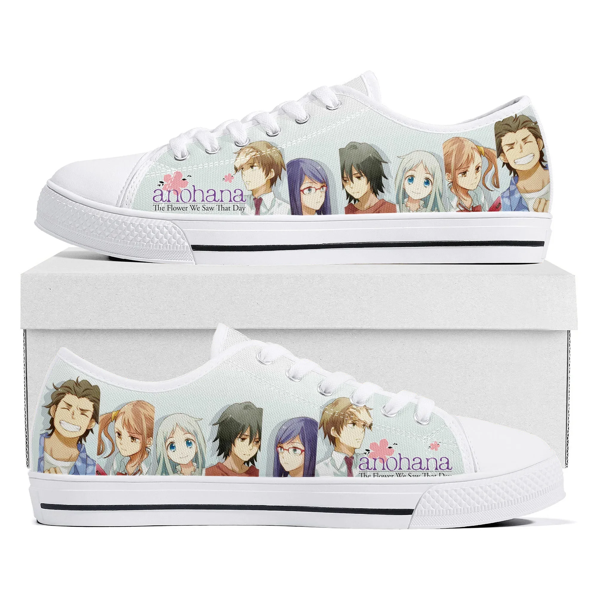 AnoHana The Flower sepatu kets pria wanita remaja kualitas tinggi Sneakers kanvas kasual pasangan sepatu kustom