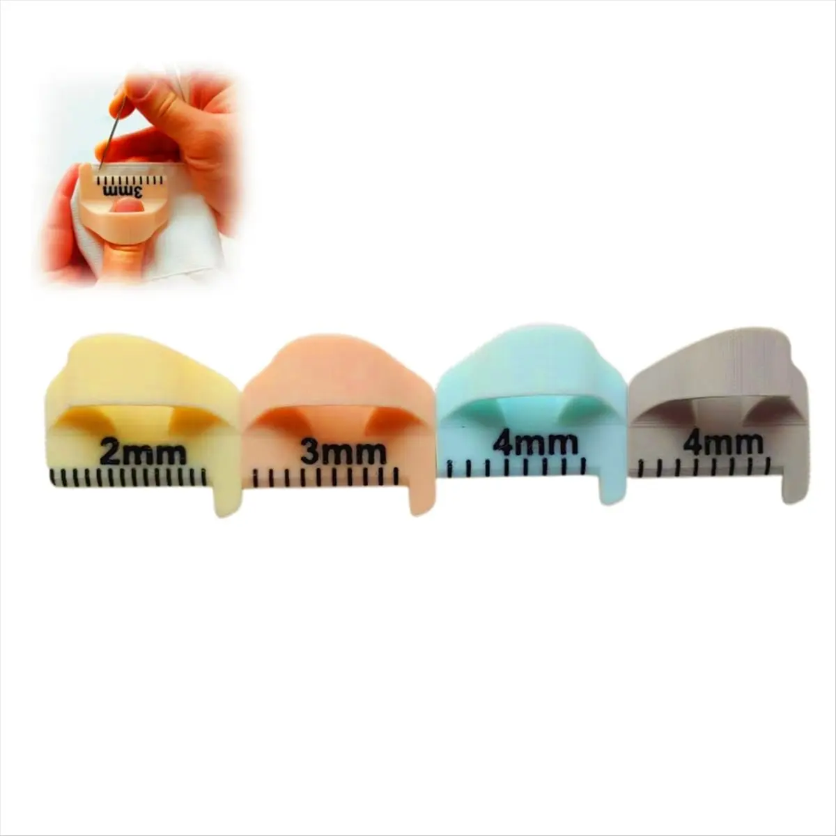 T32C New 4pcs Sewing Finger Ruler for Even Stitches, Mini Sewing Measuring Gauge, 4mm, 3mm, 2mm Quilting Templates Sewing Ruler