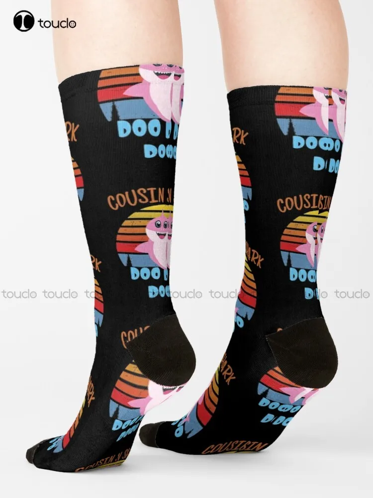 Cousin Shark Doo Doo Doo Essential Socks Halloween Sock Boots Street Skateboard Socks Christmas New Year Gift Unisex Adult