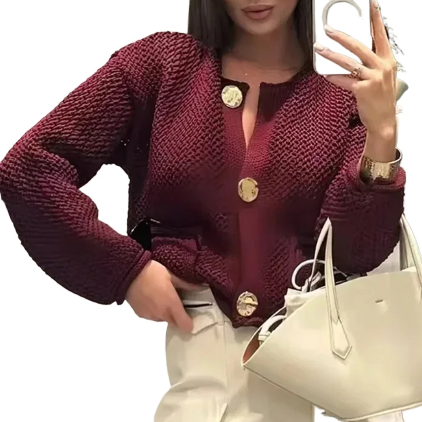 

Amazon sweater cardigan jacket women's fall 2025 new arrivals European and American new fashion casual solid color knitwear