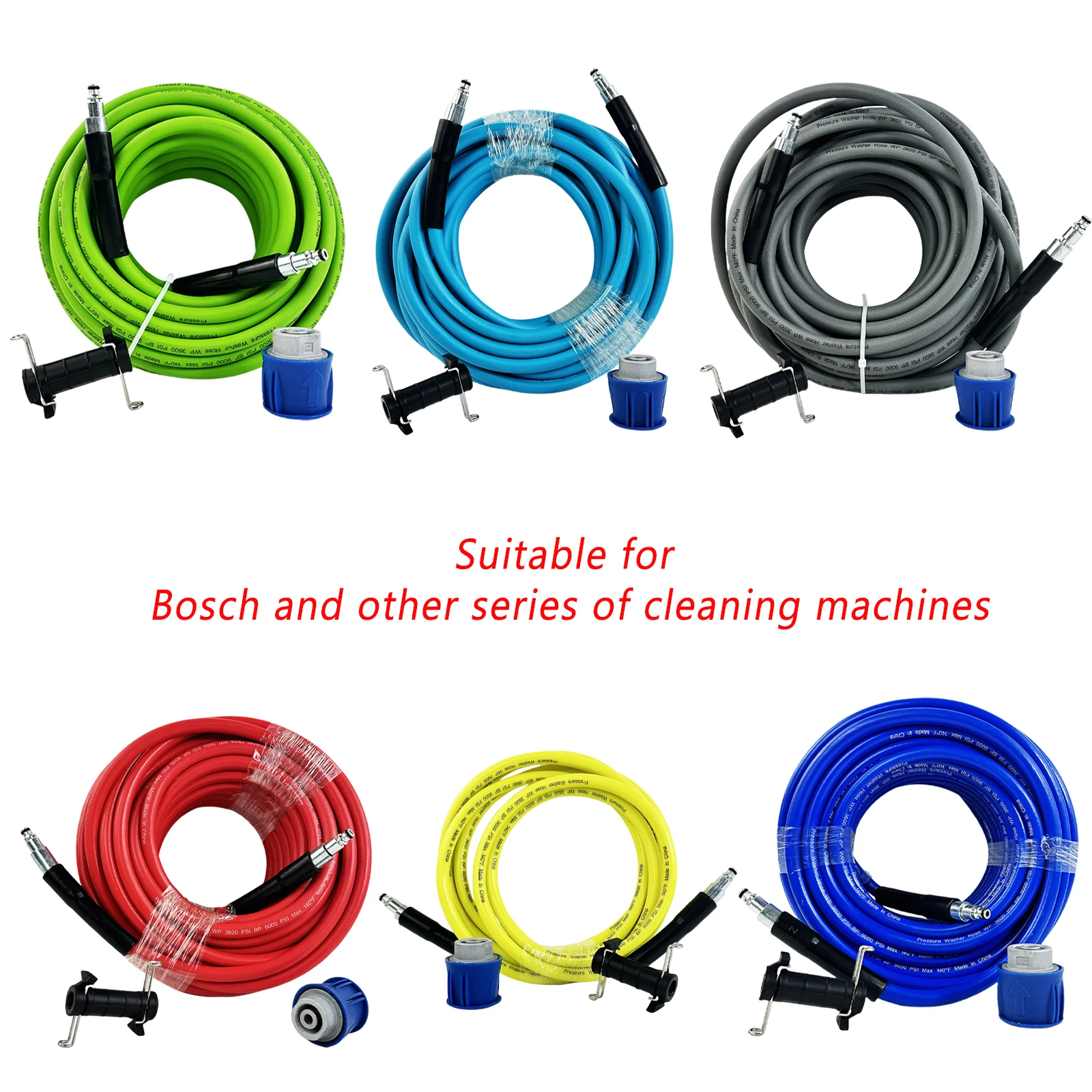 

3800PSI Six colors High-Pressure Cleaning Extension Tube Compatible with Bosch 0.5-50M Long used For Cleaning Balconies