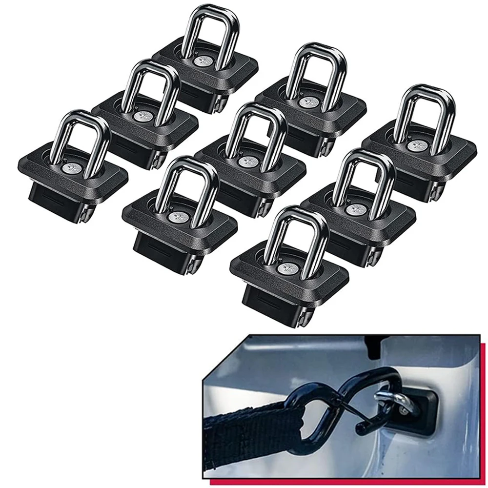 9Pcs Pickup Truck Retractable Angled Inner Bed Tie Down Anchors For Chevy Silverado GMC Sierra 2007 + Colorado GMC Canyon 2015 +