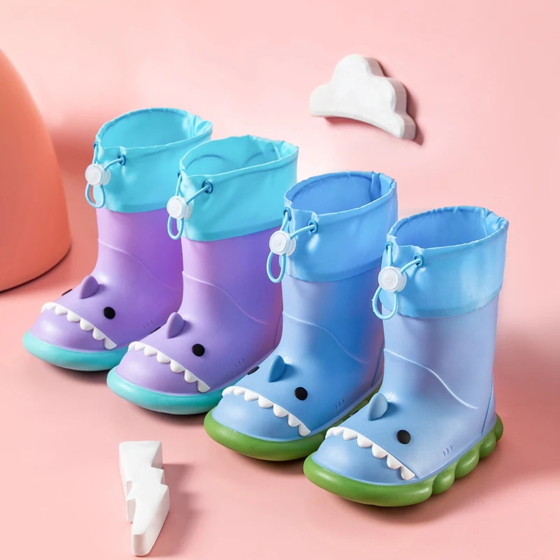 Rain Boots Kids Boy Waterproof Light and Handy Toddler Water Shoes for Girls Children sharks Rain Boots