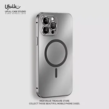 Alüminyum Metal Çerçeve Manyetik Kılıf iPhone 13 12 14 15 16 Pro Max Artı Magsafe Kablosuz Şarj Lens Filmi PC Arkalık Kapağı