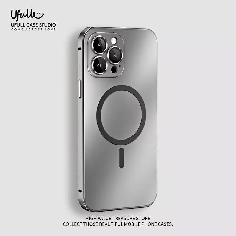 Aluminiowa metalowa ramka, magnetyczne etui na iPhone 13 12 14 15 16 17 Pro Max, kompatybilne z bezprzewodowym ładowaniem MagSafe, folia na obiektyw, panel tylny PC.