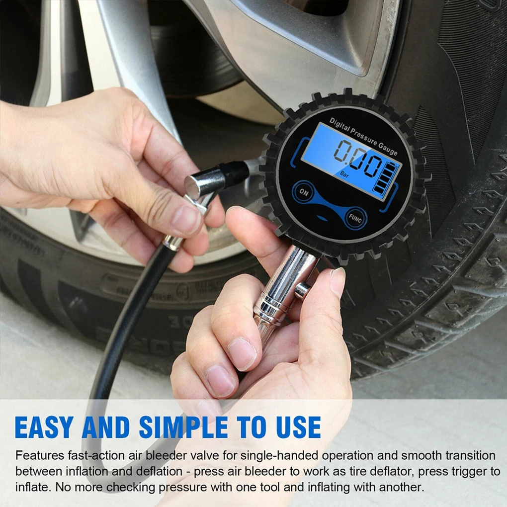 3～200PSI Auto Tire Pressure Gauge LCD Display High Precision Digital Tire Tester For Car Truck Vehicle Motorcycle