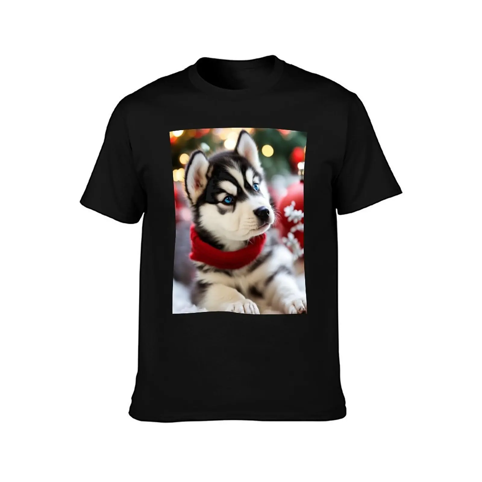 Husky T-Shirt, Summer Casual Cotton Tee, Oversized Streetwear Tops, Vintage Graphic Print, Loose Fit Short Sleeve, 100% Cotton
