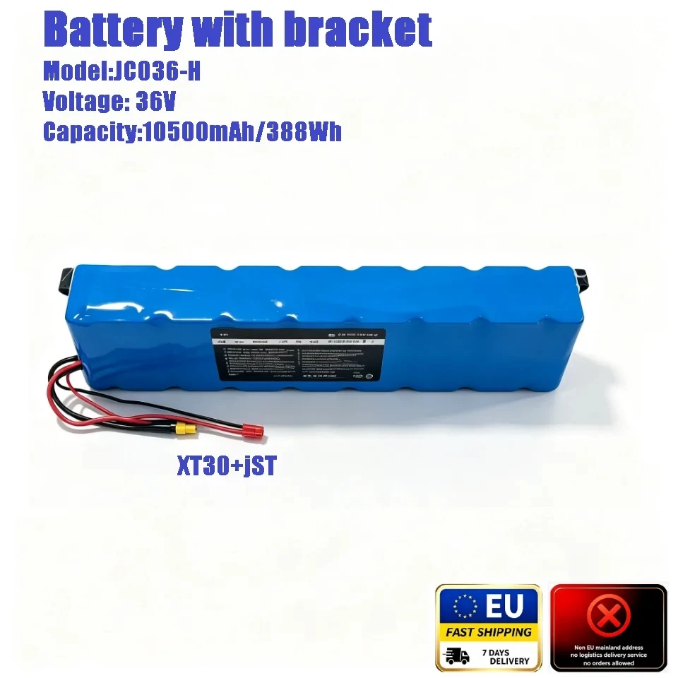 Image of 36V 10500mAh 388Wh Elektroroller-Akku JC036‑H mit Halterung, XT30+JST-Anschluss, Ersatzakku für Xiaomi M365 E-Scooter, EU-Lager 7-Tage-Lieferung