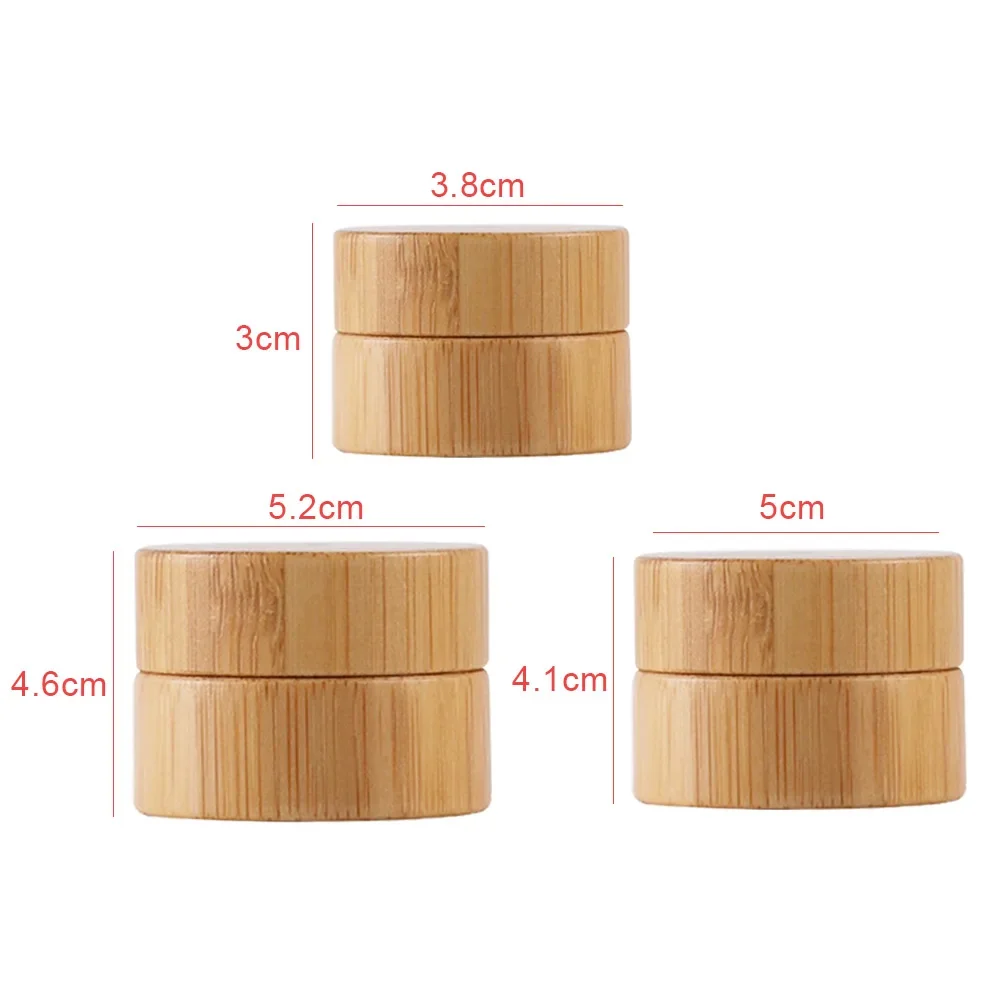 1Pc Multifunctional Bamboo Bottle Cream Jar Nail Art Mask Cream Refillable Empty Cosmetic Makeup Container Bottle Storage Box