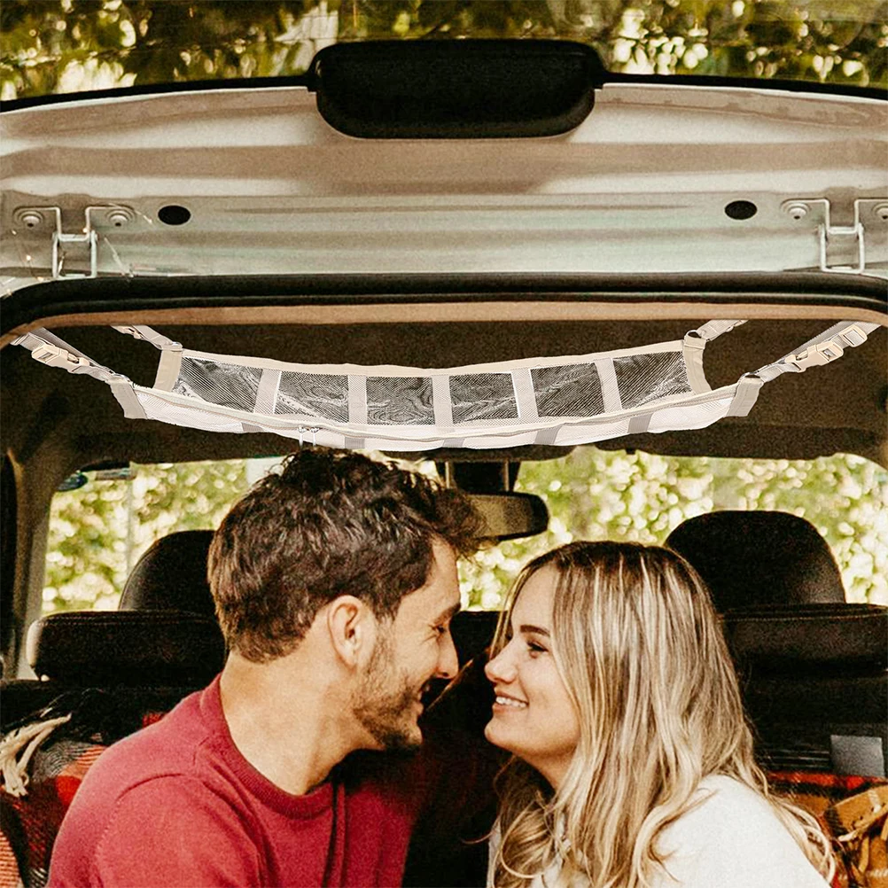 

Автомобильная потолочная грузовая сетка большой емкости, дышащая сетка-органайзер, двойная молния, усиленная конструкция, автомобильные аксессуары для интерьера