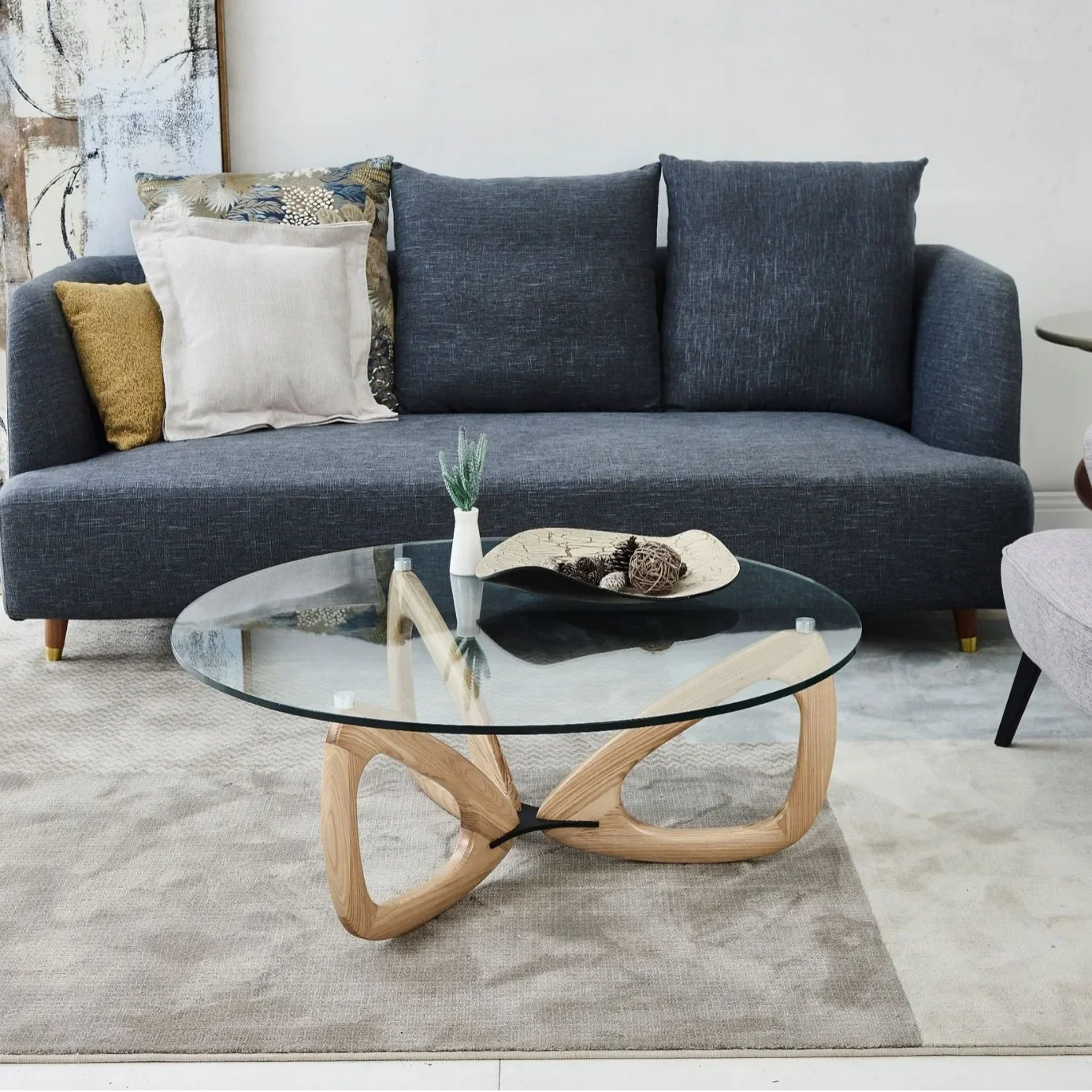 نورديك، مصمم، حديث، بسيط، خشب متين، فاخر خفيف، طاولة قهوة، شقة صغيرة، مقسى، زجاج، فراشة، مستديرة