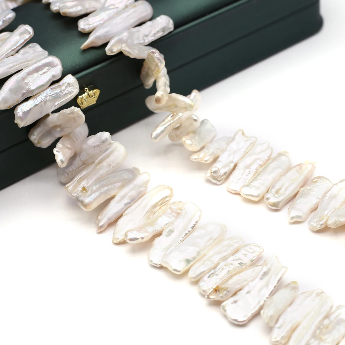 Natural White Baroque Pearl Beads Strip Shape Loose Spacer Bead for DIY Elegant Necklace Earring Jewelry Gifts Findings