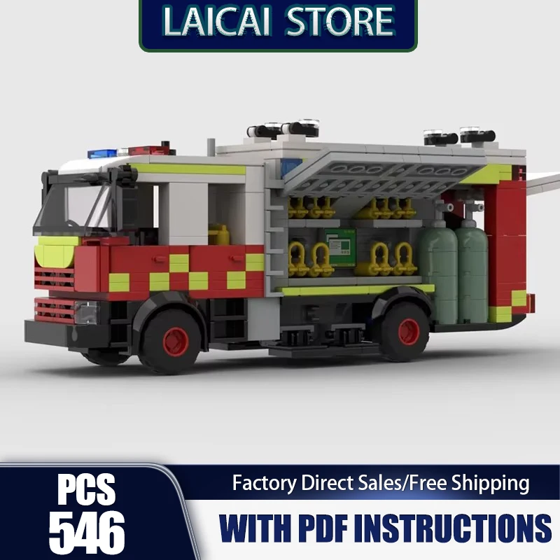 Fire Fighting Model Moc Building Blocks Modular Firefighting CO2 Tender Model Technology Brick Assembly Construction Toy