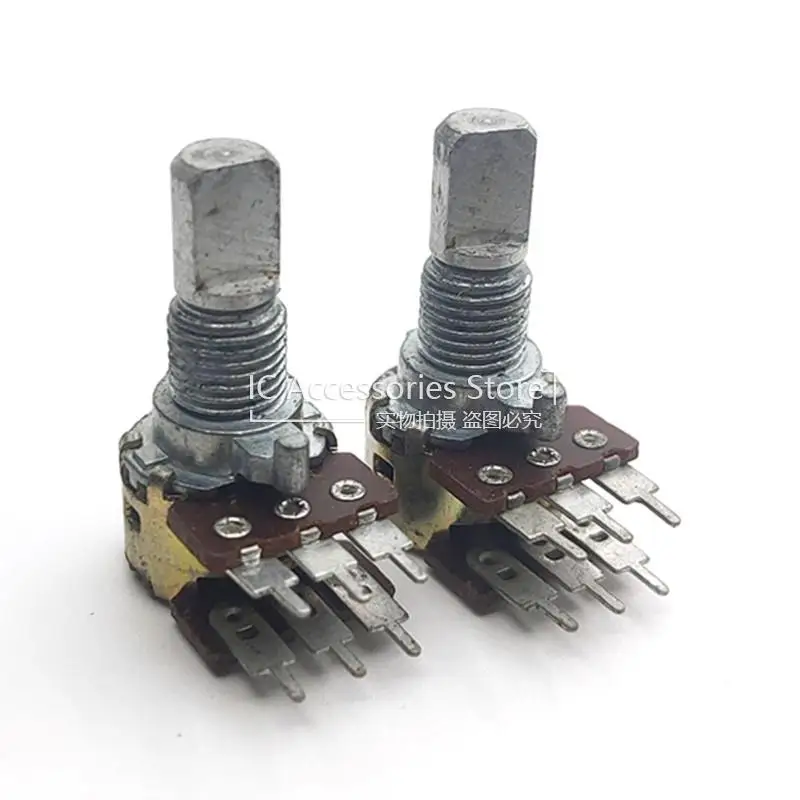 3PCS Small 148 12 Type B50K Duplex B503 Audio Speaker Power Amplifier Volume Potentiometer 6 Pin Half Shaft Handle 15MM