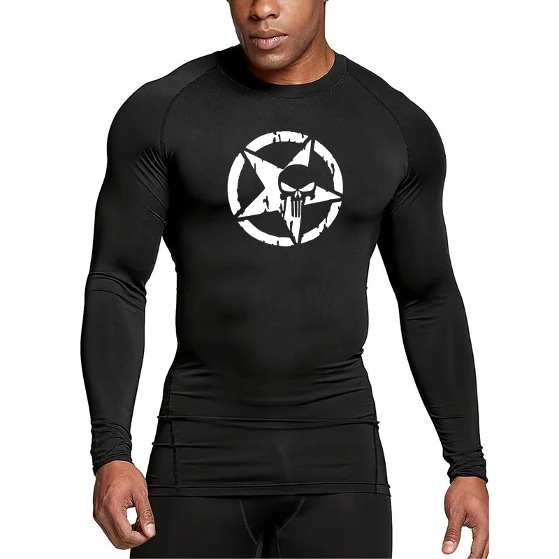 New Compression Shirts Men Gym Fitness Sport Running T-Shirt Rashgard Tops Tee Super Hero Quick Dry Long Sleeve T-Shirt For Men