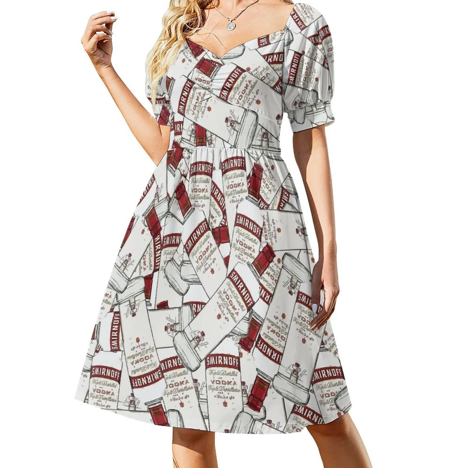 Smirnoff Vodka Bottles Short Sleeved Dress party dresses women women's evening dresses 2025 Women's skirt Woman clothes Dress