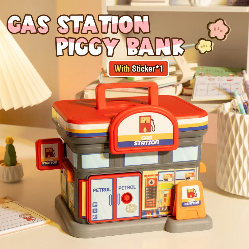 Kids Piggy Bank Coffee Shop Pretend Play Toys Coin Saving Box Money Box Cash Container Atm Machine Children Gift Educational Toy