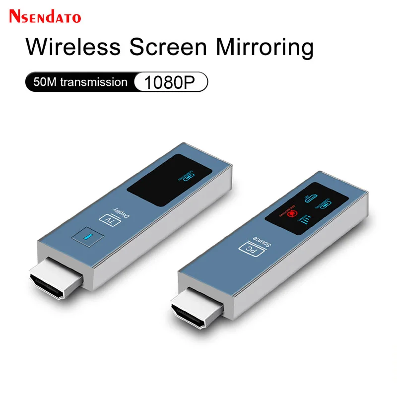 Transmissor e Receptor de Vídeo e Áudio HDMI Sem Fio 50M 1080P, Extensor HDMI Sem Fio 5.8G, Dongle Wifi para TV e Monitor.