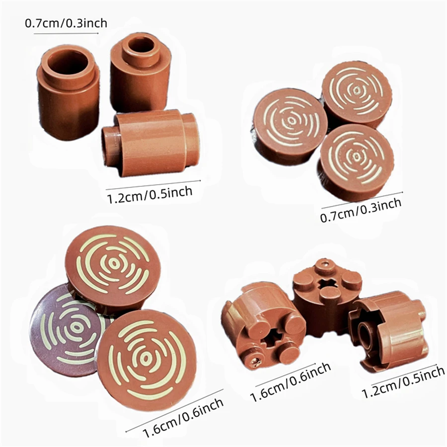 50 قطعة من مكعبات بناء جذع شجرة بنية متوافقة مع كتل خشبية مجموعة إكسسوارات ذاتية الصنع لبناء غابة الغابة في المزرعة في المدينة #5