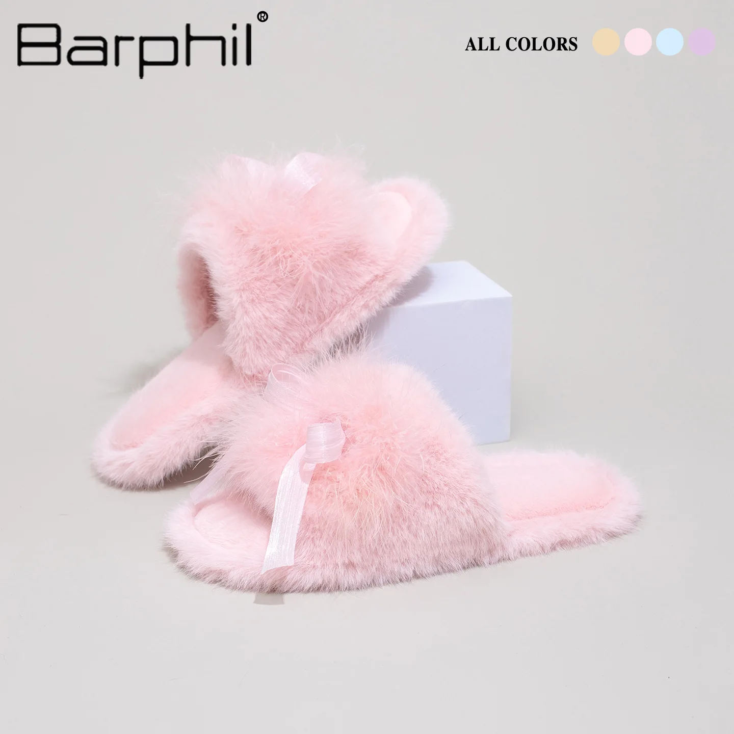 

Stylish Women's Indoor Slippers Cozy Furry Toe-Out Cotton Slippers Autumn Winter Anti-Slip Silent Wear-Resistant Worn Outdoors