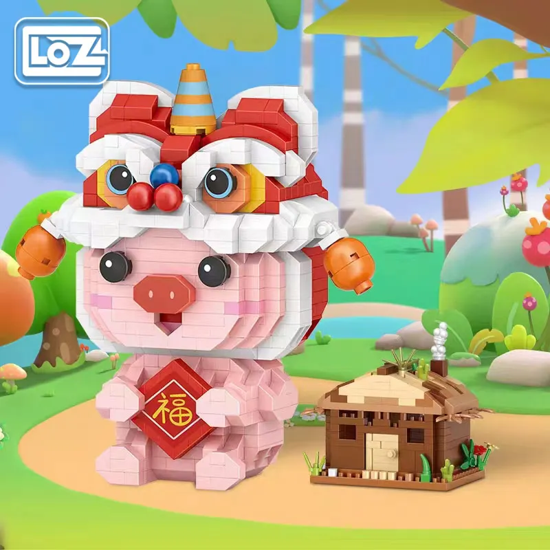 Loz/Lizhi Three Pigs Series Building Blocks Lucky Lucky Pig Building Blocks Model Educational Assembled Toys