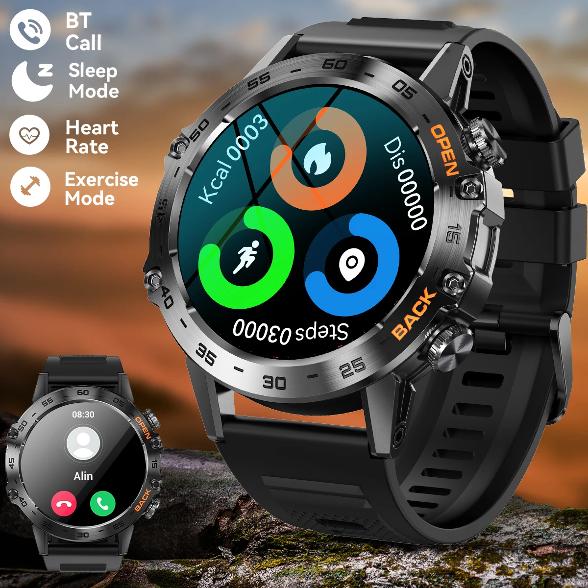 LaNikar New Smart Watch Men 1.39'' Full Touch Bracelet Fitness Tracker Bluetooth Call Heart Rate Smart Clock Men Smartwatch K52