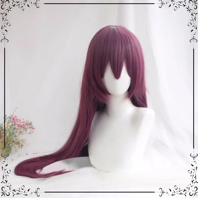 Fate Grand Order Game Cos FGO Scathach Cosplay Kostüm Bunny Girl Sexul Overall mit lila Kaninchen Haarband Netzstrumpf